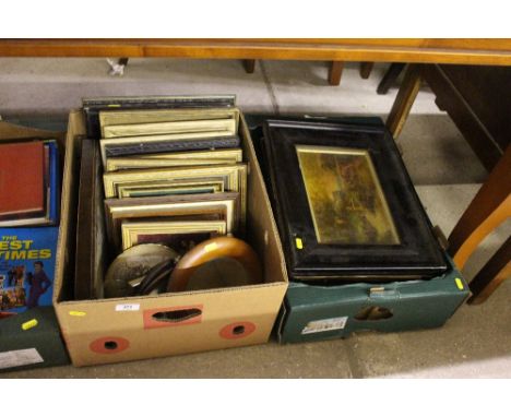 Two boxes of pictures and prints 