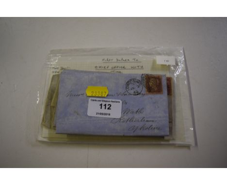 Queen Victoria London post marks on Penny Red, two stars on covers and plates 140 and 196; also a Chief Office number 72 (6 i