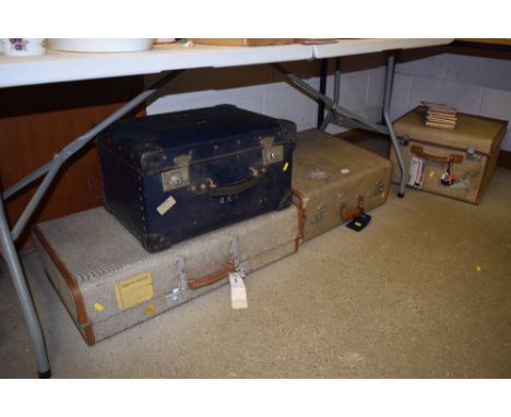 A collection of suitcases, and travelling cases; and a small quantity of Ordnance Survey maps