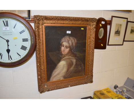 A gilt framed pastel portrait study of a young girl 