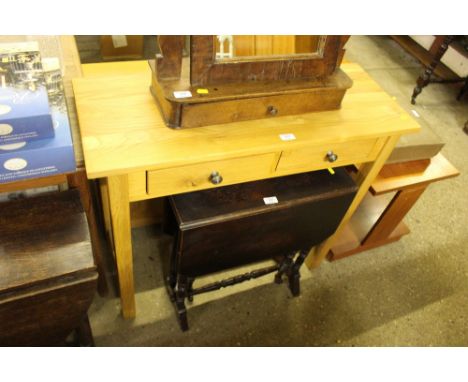 A light oak two drawer hall table 