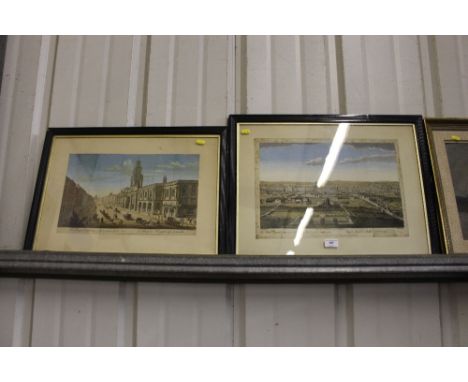 Two framed and glazed 19th Century coloured prints depicting the North Prospect of London, taken from the bowling green at Is