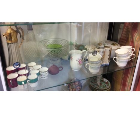 A MISCELLANEOUS QUANTITY OF VARIOUS COFFEE CANS and saucers, claret jugs etc.