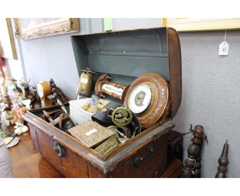 MISCELLANEOUS ITEMS to include a Protector lamp and Lighting Co., miners lamp 25cm in height, a barometer, horse brasses, two