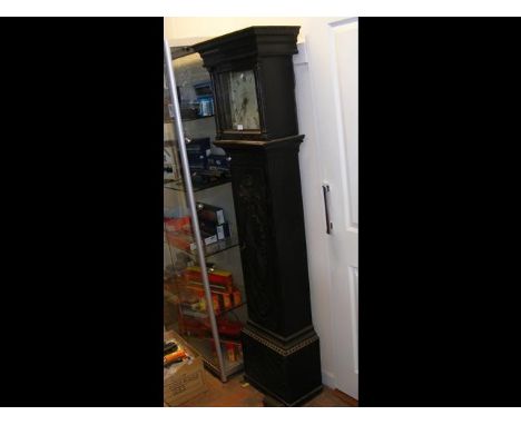 Antique thirty hour oak Grandfather clock, the square dial marked Steyning CONDITION REPORTneeds a clean