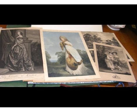 A folio of 19th century French prints and other 