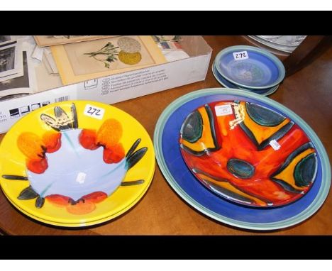 A quantity of Poole Pottery, including a large studio charger and others CONDITION REPORTLarge blue charger - 35 cms, near ma