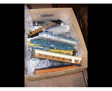 A box of model train parts 