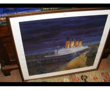 A Limited Edition SIMON FISHER print "Titanic" - with original signature from Millvina Dean (last survivor) 