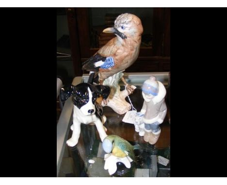 A large Goebel Jay, together with dog, bird and Lladro Eskimo Boy 