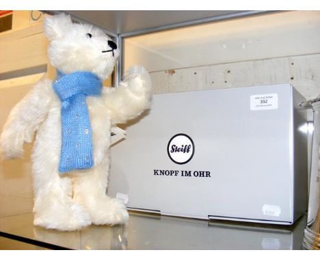 A collectable Steiff Bear "Kasper" The Winter Swarovski Bear with original Certificate and box - 26cm tall CONDITION REPORTst