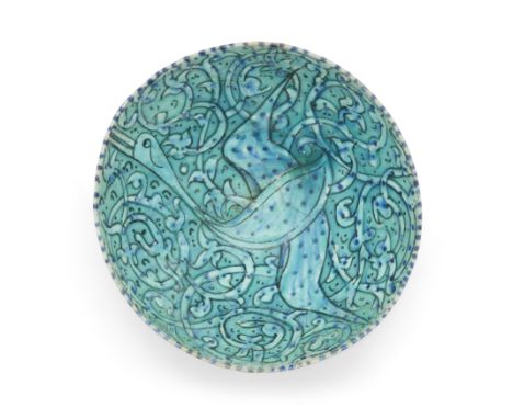 To Be Sold With No ReserveA Sultanabad ware turquoise, cobalt blue and black pottery bowl, Iran, 14th century,on short straig