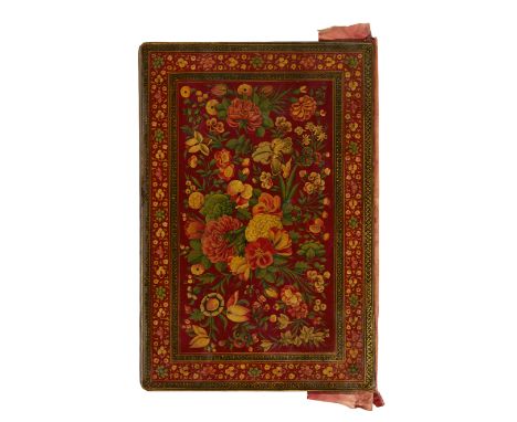 Property from and Important Private CollectionA large lacquered papier mache bindingQajar Iran, 19th centurythe upper and low