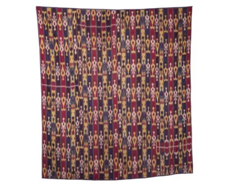 Two ikat panelsCentral Asia, 19th centuryThe first with repeating lozenge panels interspersed with rising yellow trident, the