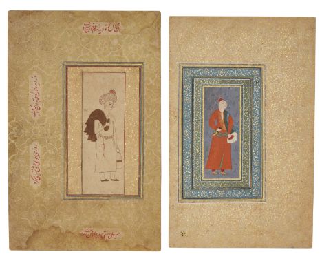 Property from An Important Private CollectionTo Be Sold With No ReserveTwo standing portraits of youths,Safavid revival and O