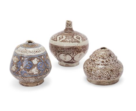 To Be Sold With No ReserveThree lustre-decorated pottery flask fragments, Kashan, Ilkhanid Iran, 12th century and Safavid Ira