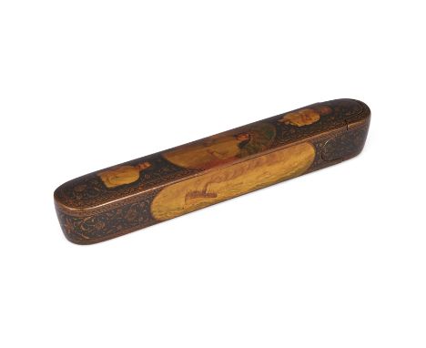 Property from an Important Private CollectionA lacquered papier-mache pencase (qalamdan)Qajar Iran, 19th century,Of typical s