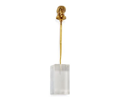 To Be Sold With No ReserveA Hellenistic-style gold pin,Not Ancient,with spherical terminal and two groups of incised bands ar