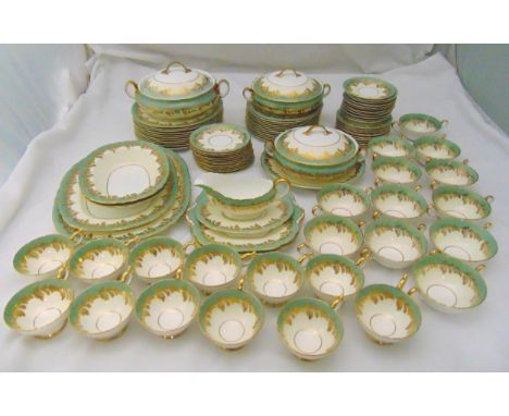 Aynsley bone china dinner and tea service for twelve place settings to include plates, bowls, cups, saucers, serving dishes a
