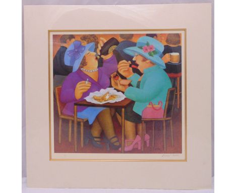 Beryl Cook limited edition polychromatic print titled Ladies Who Lunch to include COA, signed bottom right, 40.5 x 43.5cm