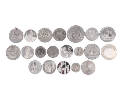 A quantity of British historical medals, white metal, various political and military subjects, including: Peace with Russia 1