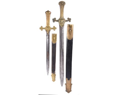 A British 1856 pattern/ Mk I drummer's sword, brass cruciform hilt with unit marking '5_7 R.F. DRS' (possibly 57th Regiment o