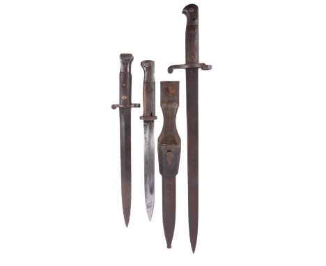 Three bayonets: i) British pattern 1887, Mk II with flat sided blade marked for Wilkinson; ii) pattern 1888, also by Wilkinso