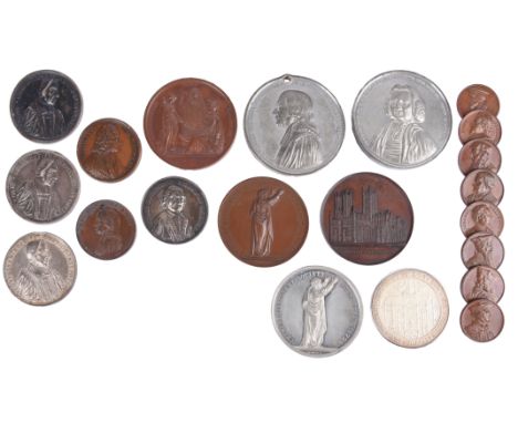 A quantity of medals on religious themes, comprising: Archbishop Sancroft and the Bishops 1688 (3), AR, 50mm and 48mm, bust o