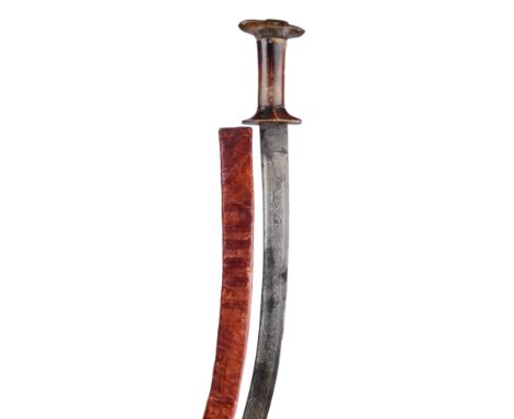 λ Ethiopia: Emperor Menelik II: a sword, possibly for the royal guard, curved blade 30 in. with etched panels incorporating p