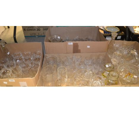 Glassware- a set of twelve cut glass coupe glasses, Champagne saucers, a pair of cut glass decanters with stoppers, an acid e