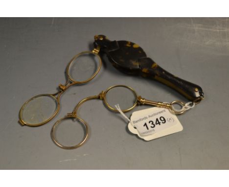 A 19th century tortoiseshell and gold-plated lorgnette   