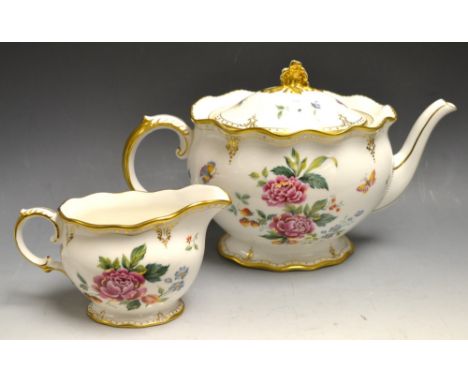 A Royal Crown Derby, Derby Days teapot and milk jug