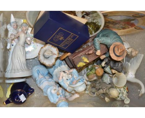 Ceramics - a Nao swan; German bisque figures; musical figures; Belleek vase; Aynsley; Royal Worcester; etc. 