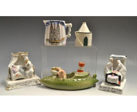 Ceramics- Fairings, The Last in Bed to put out the Light, Twelve Months after Marriage; Goss, etc