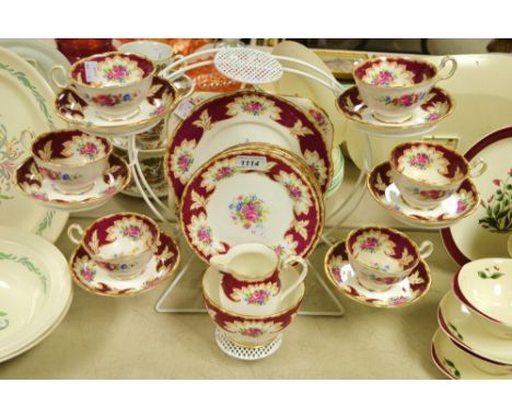A Royal Grafton Academy pattern six setting tea service including bread plate, saucers, milk jug etc