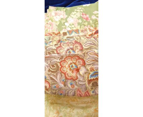 Textiles- pairs of curtains, patterned & velvet. 