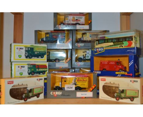 Corgi diecast vehicles including Bachelors Peas; Thorneycroft box van; BP AEC 508 forward control 5 tonne cabover vans; Corgi