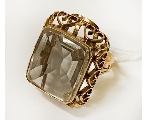 14CT YELLOW GOLD DRESS RING - SIZE N - 9.6 GRAMS