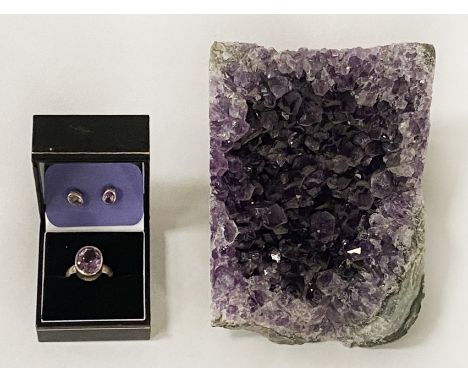AMETHYST STUD, RING &amp; AMETHYST ROCK CRYSTAL