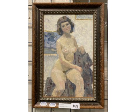 ALEXANDRA SAYKINA (1925-2017) LIVE MODEL - 1964. OIL ON BOARD 33CM X 20CM