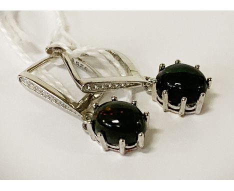 STERLING SILVER 925 BLACK OPAL EARRINGS