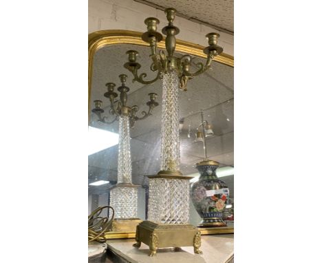 BRONZE &amp; CUT GLASS CANDELABRA