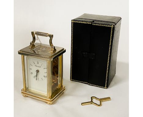 CHURCHILL CARRIAGE CLOCK IN CASE - 12 CMS (H) APPROX