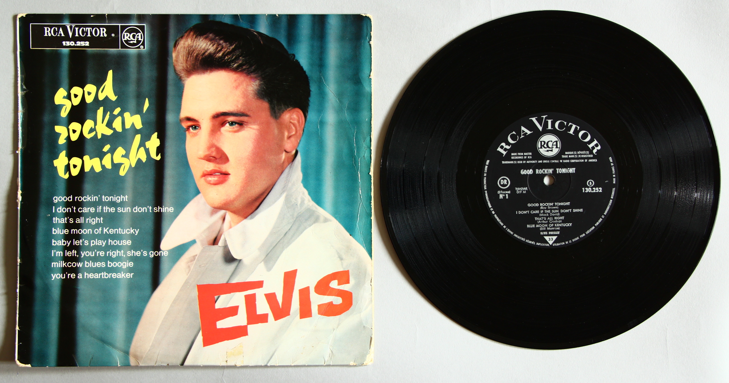 Elvis Presley Rare French 10 inch vinyl record "Good Rockin Tonight