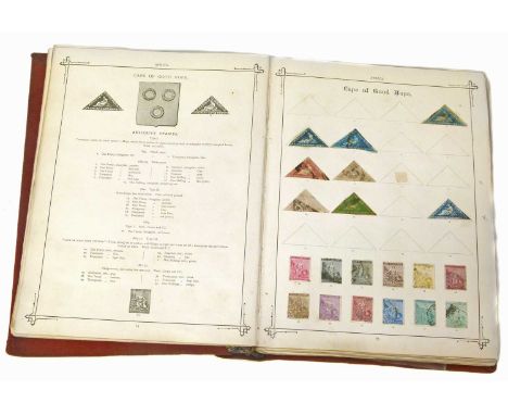 Imperial stamp album volume 2 with useful commonwealth section including Cape Triangulars x 8, Natal KEVII to £1 used, Northe