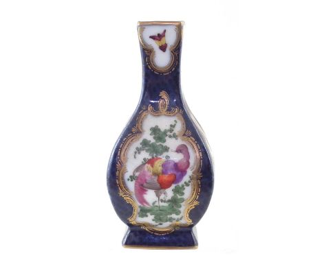 Samson Paris square form vase after first period Worcester, painted with exotic birds, second half of the 19th century 12cm h