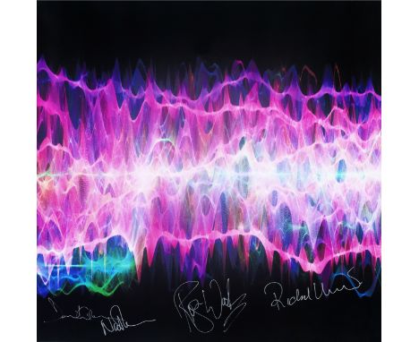 Pink Floyd: A soundwave print for Wish You Were Here signed by the band,2008,Fine Art lithograph limited edition print from a