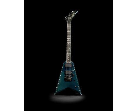 Judas Priest/K.K. Downing: A Hamer Custom K.K. Mini V guitar,circa 1984,serial no.821374, blue finish, top and bottom of body