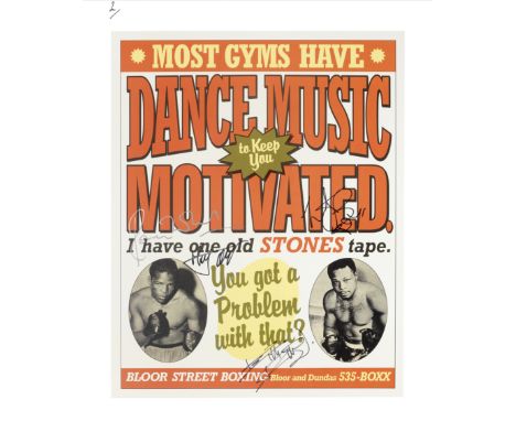 The Rolling Stones: A signed poster,boxing-style poster, printed on thick paper, reading Most Gyms have dance music to keep y