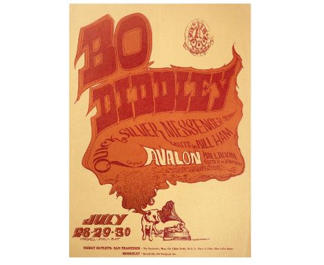 Bo Diddley: An Avalon Ballroom concert poster, San Francisco,28-30 July 1966,support acts Quicksilver Messenger Service and B